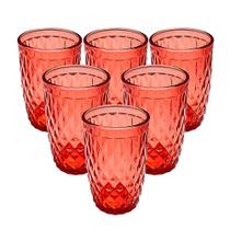 Copo de vidro vermelho c/6 360ml covi057 Copo de vidro vermelho c/6 360ml covi057