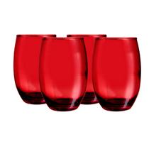 Copo de Vidro Vermelho Redondo Drinks e Sucos 450ml 4 unidades