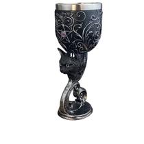 Copo de vinho Goblet Gothic Black Cat em aço inoxidável High Foot Copo de vinho Goblet Gothic Black Cat em aço inoxidável High Foot