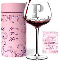 Copo de vinho Gumry Personalizado Monogram Initial A-Z 480mL Copo de vinho Gumry Personalizado Monogram Initial A-Z 480mL