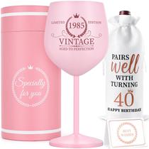 Copo de vinho Lifecapido Vintage 1985, presente de aniversário de 40 anos para mulheres