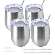Copo de vinho YEBTS Life 350 ml em aço inoxidável, pacote com 4 unidades Copo de vinho YEBTS Life 350 ml em aço inoxidável, pacote com 4 unidades