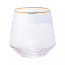 Copo de Whisky Baixo Drinks Vidro Lines Fio de Ouro Borda Dourada 330ml Wolff Copo de Whisky Baixo Drinks Vidro Lines Fio de Ouro Borda Dourada 330ml Wolff