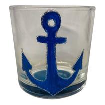 Copo de Whisky de Vidro Marinheiro Âncora Azul 300 ml