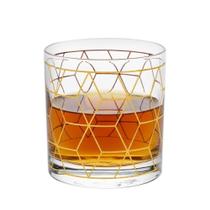 Copo De Whisky Vidro Baixo Para Drink Whiskey Uisque Detalhe Dourado Cube 320ml Wolff Copo De Whisky Vidro Baixo Para Drink Whiskey Uisque Detalhe Dourado Cube 320ml Wolff