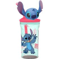 Copo Decorado STITCH 3D com Canudo 360ML em Tritan
