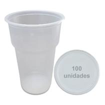 Copo Descartável 1000ml 1Litros 50 Unid Com Tampa Sem Furo