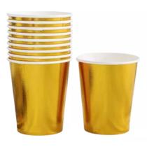 Copo Descartável 270ml Dourado metálico C/8 Unid.