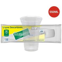 Copo Descartável 550ml em PoliPropileno Transparente Pct/ 50 Rioplastic