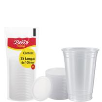 Copo Descartável 550ml Liso Com Tampa 50 Un.
