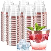 Copo Descartável Byvivace 266 ml de Plástico Transparente com Borda Dourada Rosé Copo Descartável Byvivace 266 ml de Plástico Transparente com Borda Dourada Rosé