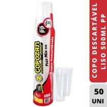 Copo descartável liso 500ml pp copozan c/50