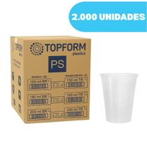 Copo Descartável Reforçado 180ml Branco Transparente Ps 2000 Unidades Topform Plastics
