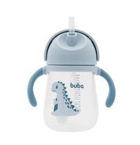 Copo Dino Com Alça e Canudo Retrátil 240ml Azul Buba Copo Dino Com Alça e Canudo Retrátil 240ml Azul Buba