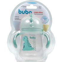 Copo dino com dispositivo canudo e alca verde 240ml buba