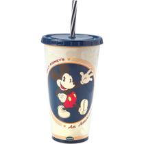 Copo Disney Decorado com Canudo Mickey Retro - 700ml