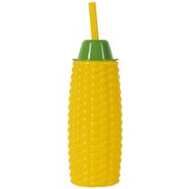 Copo Divertido Com Canudo Amarelo Verde Milho 300ml