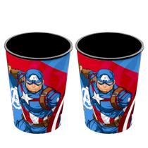 Copo do Capitão América Infantil 320ML Estampa Premium Kit 2 unidades