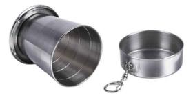 Copo Dobrável Portátil Em Aço Inox 220ml Camping Viagem