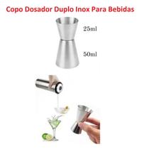 Copo Dosador Duplo Inox 25ml 50ml Medidor Drink Profissional para Bebidas Ideal Uso Coqueteleira