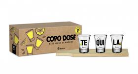 Copo dose c/ 3un regua madeira - tequila