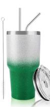 Copo DS Christmas Green Glitter Gradient 900 mL com canudo