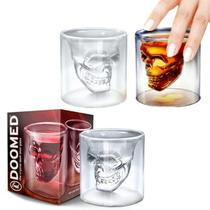 Copo Duplo de Caveira Vidro Duplo 150ml 4 Un Dose Whisky Shot