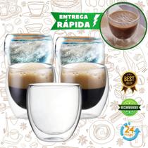 Copo Duplo De Vidro 150ml Borossilicato Conserva Temperatura Bebida Isolante Térmico kit Copinho Café Quente Frio Pires Chá Peças Incolor