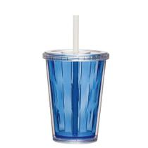 Copo Duplo Multiuso 670ml Com Tampa Canudo Liso Personalizar Cor:azul