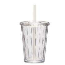 Copo Duplo Multiuso 670ml Com Tampa Canudo Liso Personalizar Cor:transparente