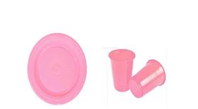 Copo e prato rosa de plástico descartável- 200un