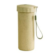 Copo Ecológico Fibra Com Tampa Vitamina Suco Chá Shake 250ml Sustentável Portátil 17x8cm Creme Prana