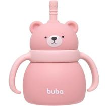 Copo em Silicone com Canudo Ursinho Rosa Buba Copo em Silicone com Canudo Ursinho Rosa Buba