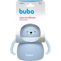 Copo em silicone com canudo urso azul 200 ml buba