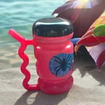 Copo escolar canudo com tampa 420ml menino menina personagem