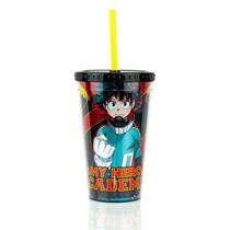 Copo Everenty My Hero Academia de 480 ml sem BPA com tampa e canudo