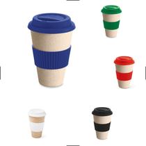 Copo Fibra Bambu e Arroz Ecológico Tampa Reutilizável 450ml Cores - Apparatos