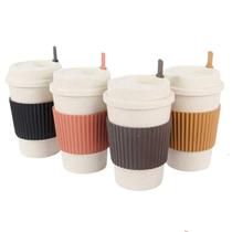 Copo Fibra Bambu para Café Chá com Tampa Mexedor - Store Birochi
