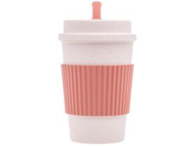 Copo Fibra Bambu para Café Chá com Tampa Mexedor