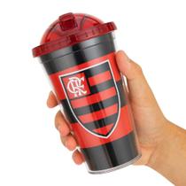 Copo Flamengo de Plástico Com Canudo 450ml Oficial Copo Flamengo de Plástico Com Canudo 450ml Oficial