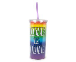 Copo frio Silver Buffalo Love is Love 600 ml com tampa de glitter