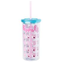 Copo frio Silver Buffalo Peppa Pig de plástico 600 mL com tampa