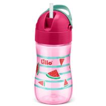COPO Garrafa COM CANUDO SILICONE RETRÁTIL LILLO 12+ ROSA Melância