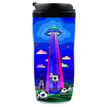 Copo Garrafa Personalizado Alien Abduzindo Vaca 350 ML