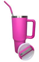 Copo Garrafa Térmica 1200ML Grande Em Aço Inox Com Alça E Canudo