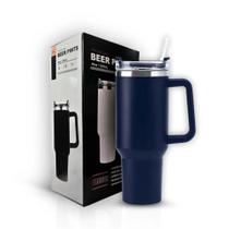 Copo Garrafa Térmica Com Alça E Canudo 1200ml Aço Inox Parede Dupla