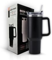 Copo Garrafa Térmica Com Alça E Canudo 1200ml Aço Inox Parede Dupla