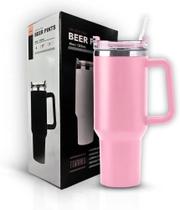 Copo Garrafa Térmica Com Alça E Canudo 1200ml Aço Inox Parede Dupla