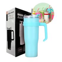 Copo Garrafa Térmica Inox Com Alça Canudo 1200ml Caneca Virgínia