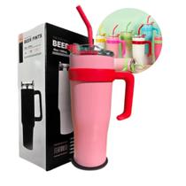 Copo Garrafa Térmica Inox Com Alça Canudo 1200ml Caneca Virgínia